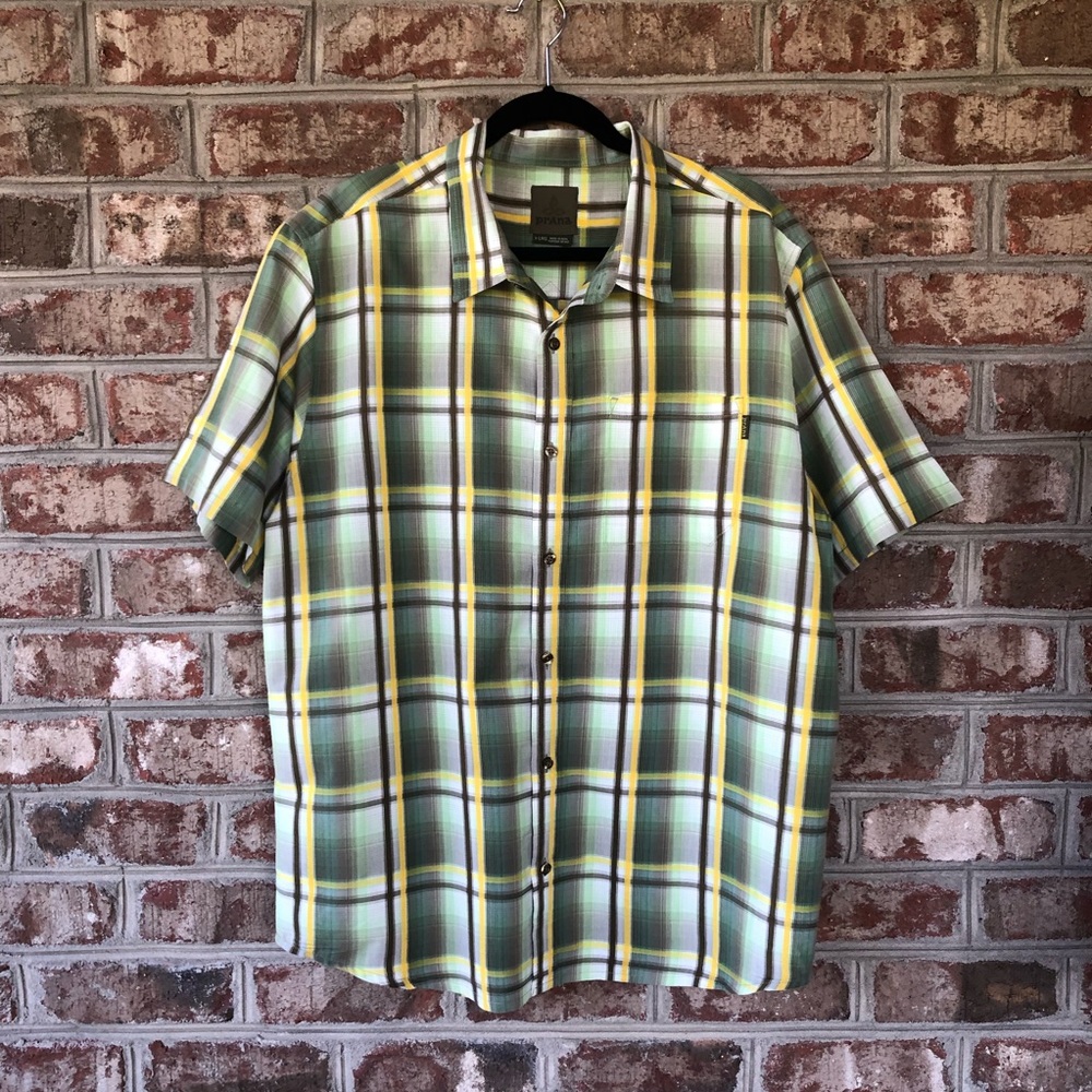 Prana Men's Short Sleeve Plaid Shirt Sz XL